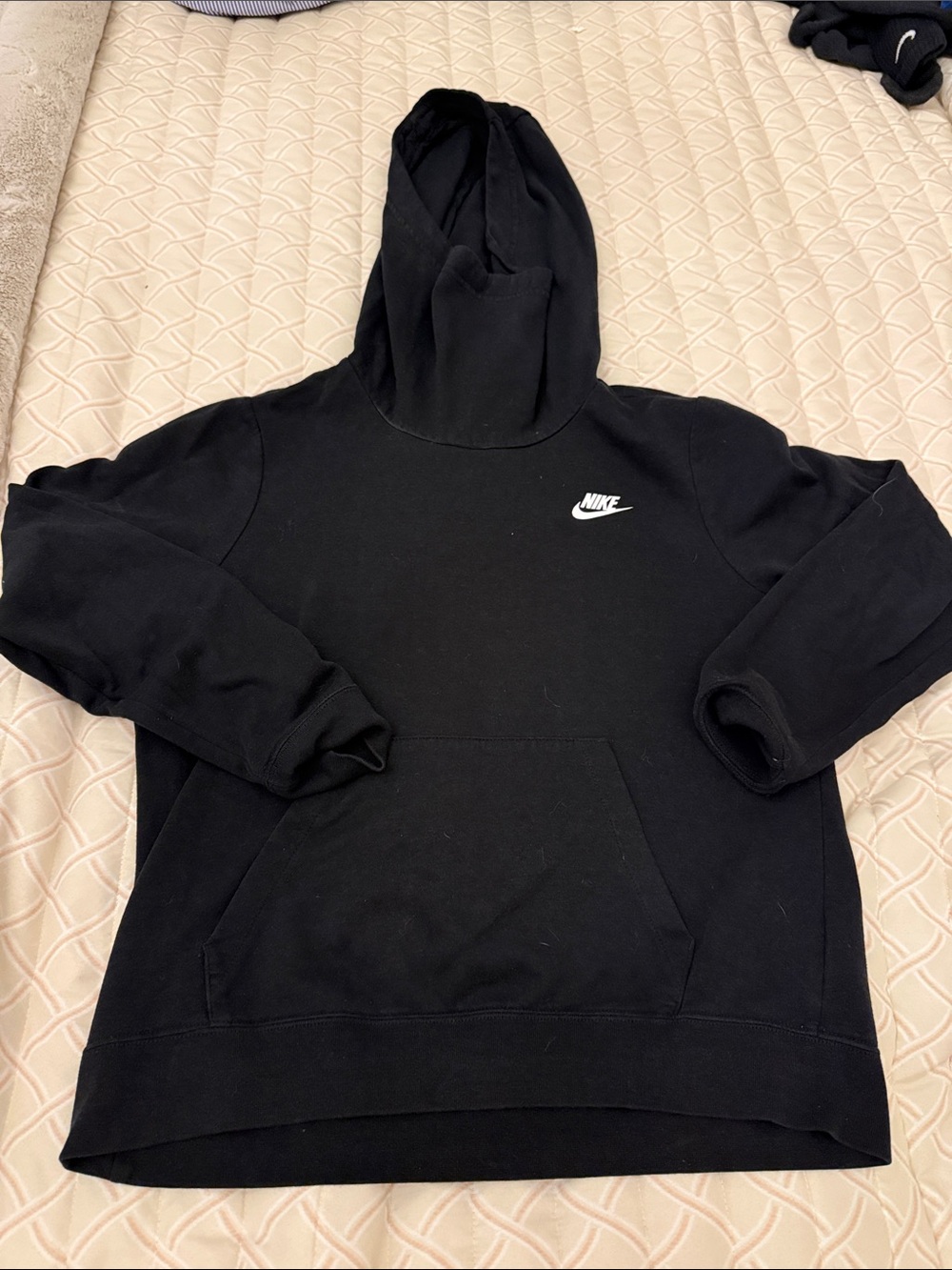 Nike Black Hoodie with White Swoosh Logo